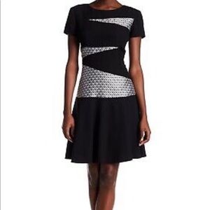 Rolando Santana Geometric Paneled Fit & Flare Dress
